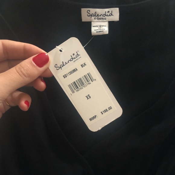 SOLD Splendid Black Ruffle Wrap Dress - Picture 5 of 6